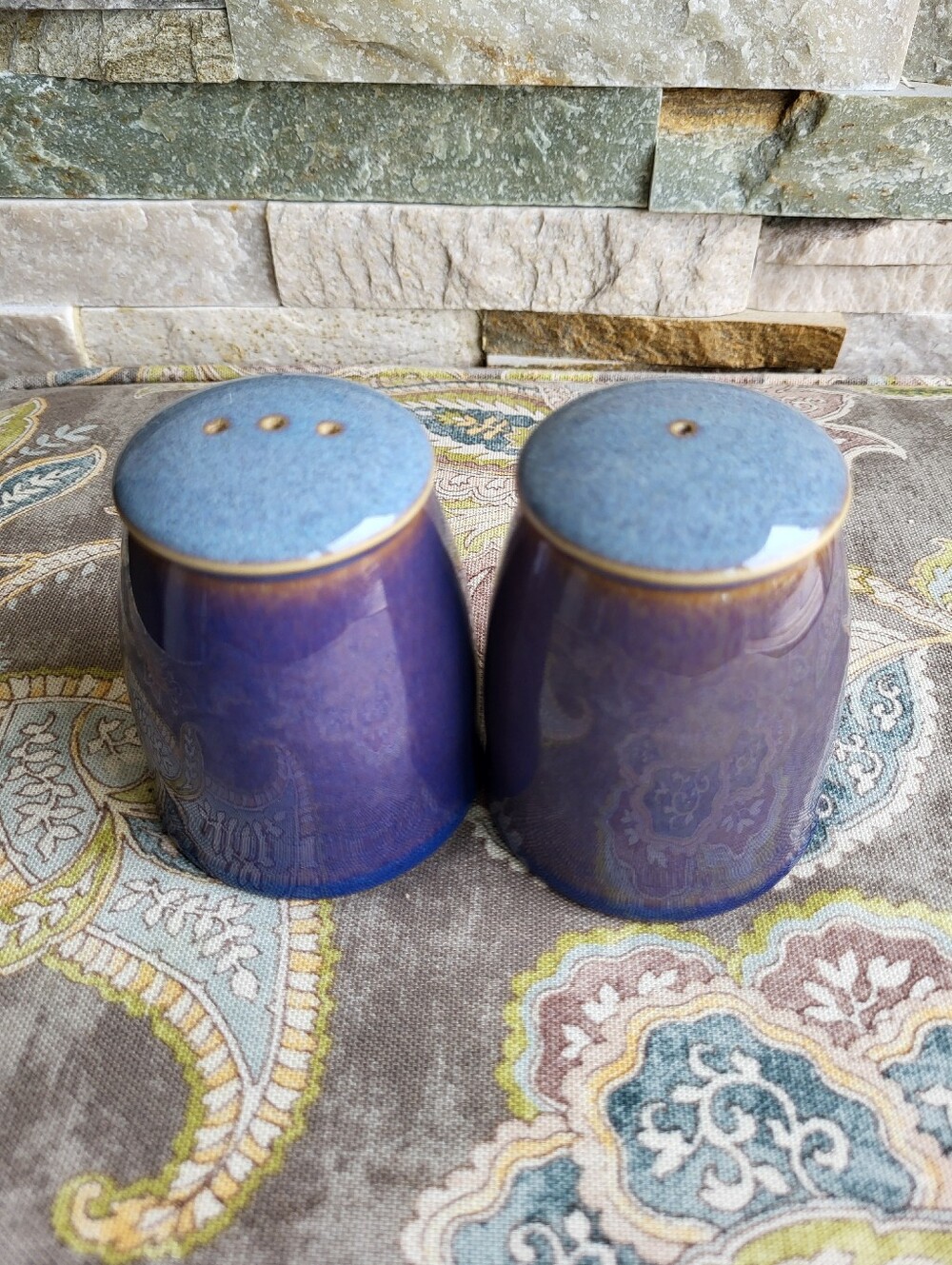 Denby Storm Purple/Blue Salt and Pepper Shakers - Vintage and Discontinued!